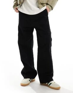 Jack & Jones Evan Baggy Fit Cargo Trousers In Black For Men