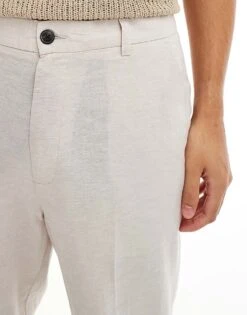 Jack & Jones Loose Fit Tapered Linen Chino In Beige For Men Crockery -Men Style Shop 207004220 4