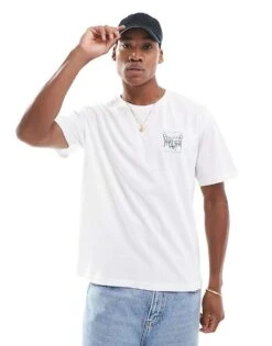 Jack & Jones Oversized T-shirt With Cafe Print In White For Men Bright White -Men Style Shop 207072031 2