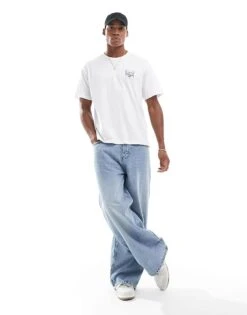 Jack & Jones Oversized T-shirt With Cafe Print In White For Men Bright White -Men Style Shop 207072031 4