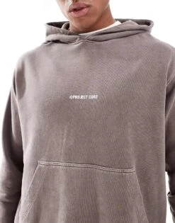 Jack & Jones Back Print Oversized Hoodie In Washed Grey For Men Shark -Men Style Shop 207073600 3