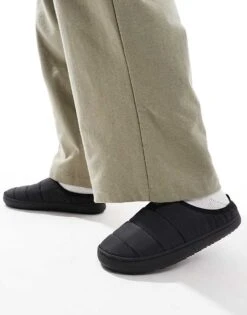 Jack & Jones Padded Mule Slipper In Black For Men Anthracite -Men Style Shop 207073601 4