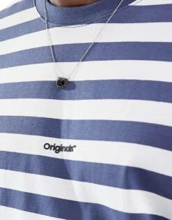 Jack & Jones Oversized T-shirt In Blue And White Stripe For Men Nightshadow Blue Str -Men Style Shop 207073627 2