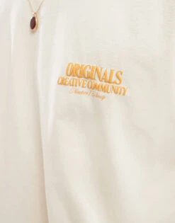 Jack & Jones Oversized Textured Back Print T-shirt In Cream For Men Antique White -Men Style Shop 207073635 2