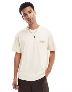 Jack & Jones Oversized Textured Back Print T-shirt In Cream For Men Antique White -Men Style Shop 207073635 4