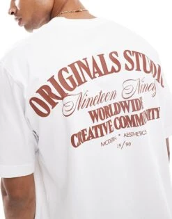 Jack & Jones Oversized Textured Back Print T-shirt In White For Men Bright White -Men Style Shop 207073685 4