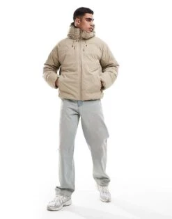 Jack & Jones Hooded Puffer Jacket With Tech Details In Beige For Men Crockery -Men Style Shop 207073694 3