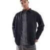 Jack & Jones Heavy Twill Washed Overshirt In Black For Men