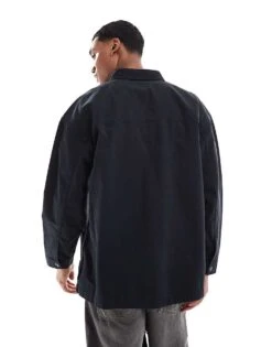 Jack & Jones Heavy Twill Washed Overshirt In Black For Men -Men Style Shop 207073712 2