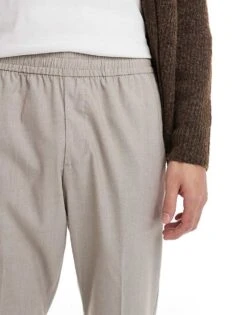 Jack & Jones Drawstring Smart Tapered Loose Trousers In Beige For Men -Men Style Shop 207073795 4