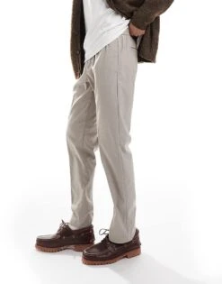 Jack & Jones Drawstring Smart Tapered Loose Trousers In Beige For Men -Men Style Shop 207073795 5