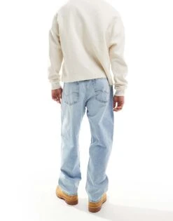 Jack & Jones Alex Baggy Jeans In Light Blue Wash For Men Blue Denim -Men Style Shop 207073809 2