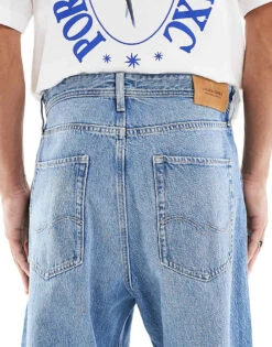 Jack & Jones Ron Skater Fit Jeans In Mid Blue Wash For Men Blue Denim -Men Style Shop 207073842 4