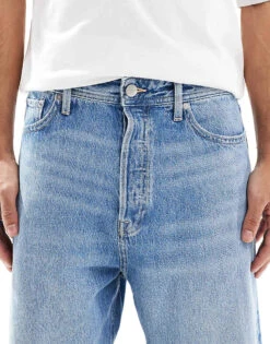Jack & Jones Ron Skater Fit Jeans In Mid Blue Wash For Men Blue Denim -Men Style Shop 207073842 5