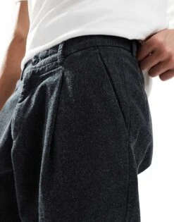 Jack & Jones Wide Tapered Fit Cotton Twill Smart Trouser In Black For Men -Men Style Shop 207074045 4