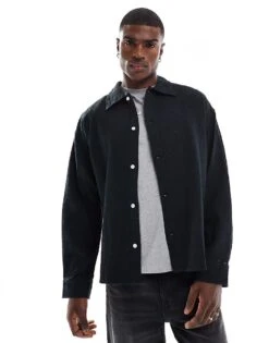 Jack & Jones Oversized Textured Shirt In Black For Men -Men Style Shop 207074097 1 black 1