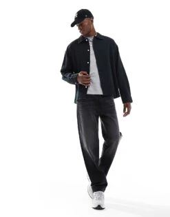 Jack & Jones Oversized Textured Shirt In Black For Men -Men Style Shop 207074097 2