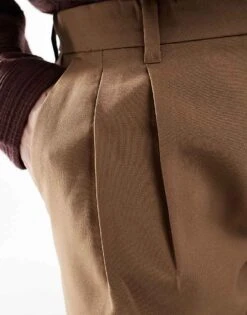 Jack & Jones Wide Leg Pleat Front Trouser In Brown For Men Coca Mocha -Men Style Shop 207074169 3