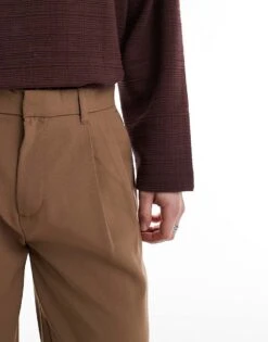 Jack & Jones Wide Leg Pleat Front Trouser In Brown For Men Coca Mocha -Men Style Shop 207074169 5