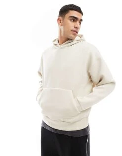 Jack & Jones Oversized Scuba Hoodie In Cream For Men Moonbeam -Men Style Shop 207074196 1 moonbeam 1