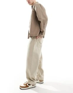 Jack & Jones Alex Baggy Jeans In Light Beige Wash For Men Aluminum -Men Style Shop 207074207 3