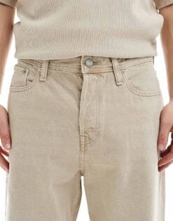 Jack & Jones Alex Baggy Jeans In Light Beige Wash For Men Aluminum -Men Style Shop 207074207 5