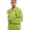 Jack & Jones Oversized Fluffy Crew Neck Jumper In Lime Green For Men Lima Bean Green