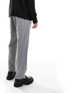 Jack & Jones Drawstring Smart Tapered Loose Trousers In Grey For Men Grey Melange -Men Style Shop 207074248 3