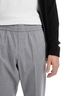 Jack & Jones Drawstring Smart Tapered Loose Trousers In Grey For Men Grey Melange -Men Style Shop 207074248 4