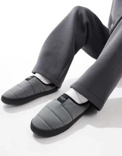 Jack & Jones Padded Mule Slipper In Light Grey For Men Castlerock -Men Style Shop 207074296 1 castlerock 1