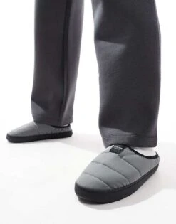 Jack & Jones Padded Mule Slipper In Light Grey For Men Castlerock -Men Style Shop 207074296 4