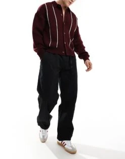 Jack & Jones Wide Fit Workwear Belted Chino In Black For Men