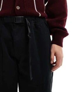 Jack & Jones Wide Fit Workwear Belted Chino In Black For Men -Men Style Shop 207074336 3