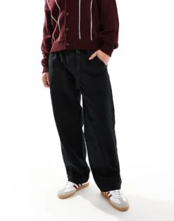 Jack & Jones Wide Fit Workwear Belted Chino In Black For Men -Men Style Shop 207074336 4