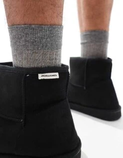 Jack & Jones Faux Suede Boot In Black For Men Anthracite -Men Style Shop 207074344 3