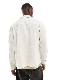 Jack & Jones Oversized Textured Shirt In White For Men Antique White -Men Style Shop 207074409 4