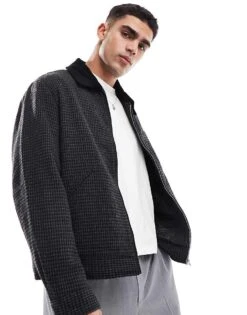 Jack & Jones Wool Worker Jacket In Black Check For Men Black Detail:checks