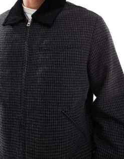 Jack & Jones Wool Worker Jacket In Black Check For Men Black Detail:checks -Men Style Shop 207074425 4