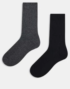 Jack & Jones Premium 2 Pack Sock In Dark Grey And Black For Men Black Pack:dark Grey -Men Style Shop 207074433 1 blackpackdarkgrey 1