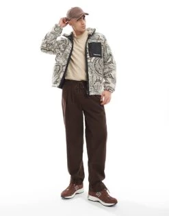 Jack & Jones Zip Through Borg Fleece In Grey Paisley For Men Silver Birch Detail: -Men Style Shop 207074436 4