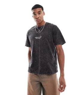 Jack & Jones Oversized Originals Chest Logo T-shirt In Washed Black For Men -Men Style Shop 207074452 4