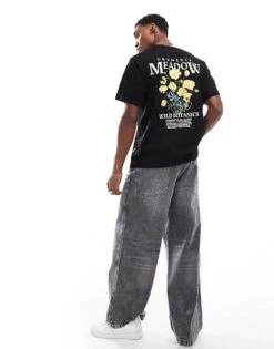 Jack & Jones Oversized T-shirt With Meadow Back Print In Black For Men -Men Style Shop 207116208 3