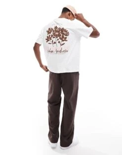 Jack & Jones Oversized T-shirt With Flower Back Print In White For Men Bright White -Men Style Shop 207116964 4