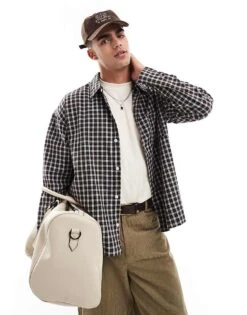 Jack & Jones Boxy Checked Shirt In Brown For Men