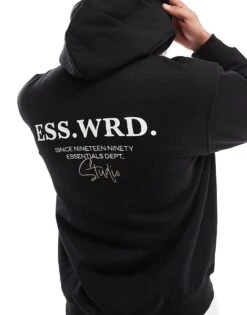 Jack & Jones Super Oversized 400gsm Heavyweight Hoodie With Studio Back Print In Black For Men