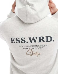 Jack & Jones Super Oversized 400gsm Heavyweight Hoodie With Studio Back Print In White Melange For Men -Men Style Shop 207146608 3