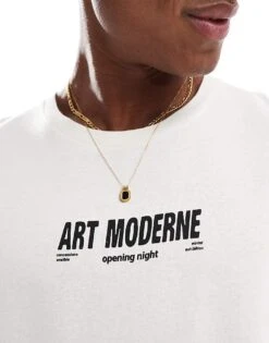 Jack & Jones Oversized T-shirt With Art Moderne Backprint In White For Men Dark Shadow -Men Style Shop 207291461 2