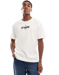 Jack & Jones Oversized T-shirt With Art Moderne Backprint In White For Men Dark Shadow -Men Style Shop 207291461 3