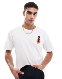 Jack & Jones Oversized T-shirt With Japanese Mountain Backprint In White For Men Bright White -Men Style Shop 207291559 2