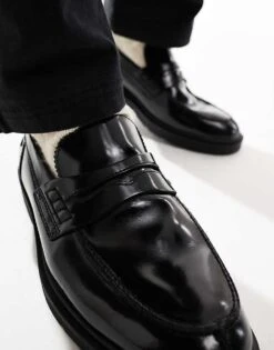 Jack & Jones Penny Loafer With Chunky Sole In Black For Men -Men Style Shop 207368900 3